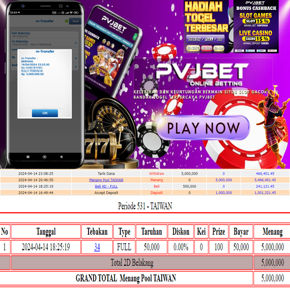 JACKPOT 2D TOGEL ONLINE PASARAN “TAIWAN” 5JT