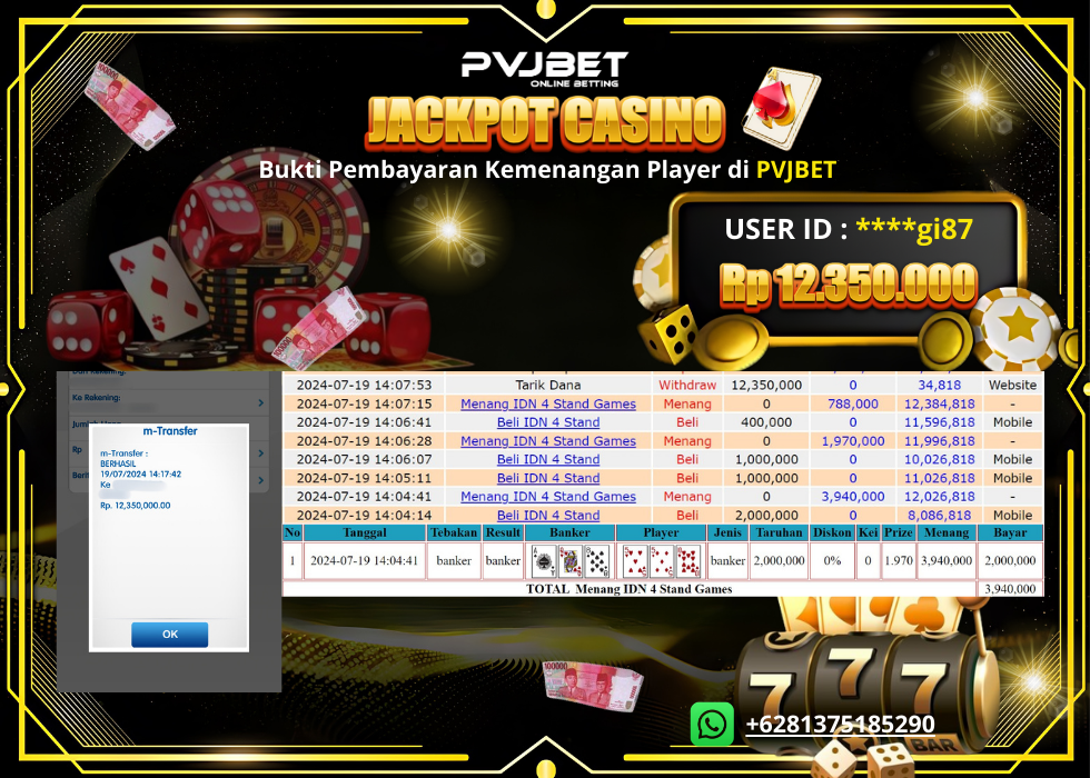 JACKPOT CASINO ONLINE “IDN 4 STAND GAMES” 60JT