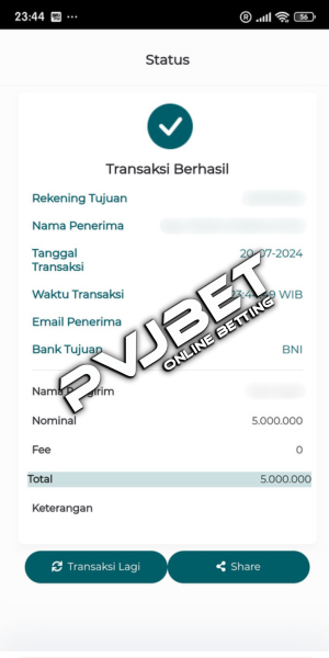 Bukti Pembayaran Kemenangan Player di PVJBET (1)